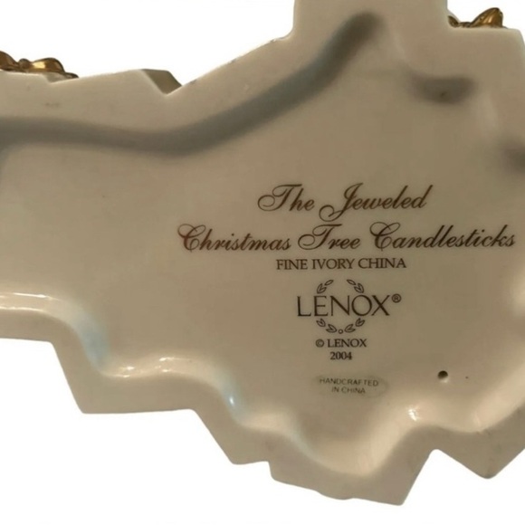 Lenox The Jeweled Christmas Tree Candlesticks Candle Holders Fine Ivory China - Picture 2 of 4
